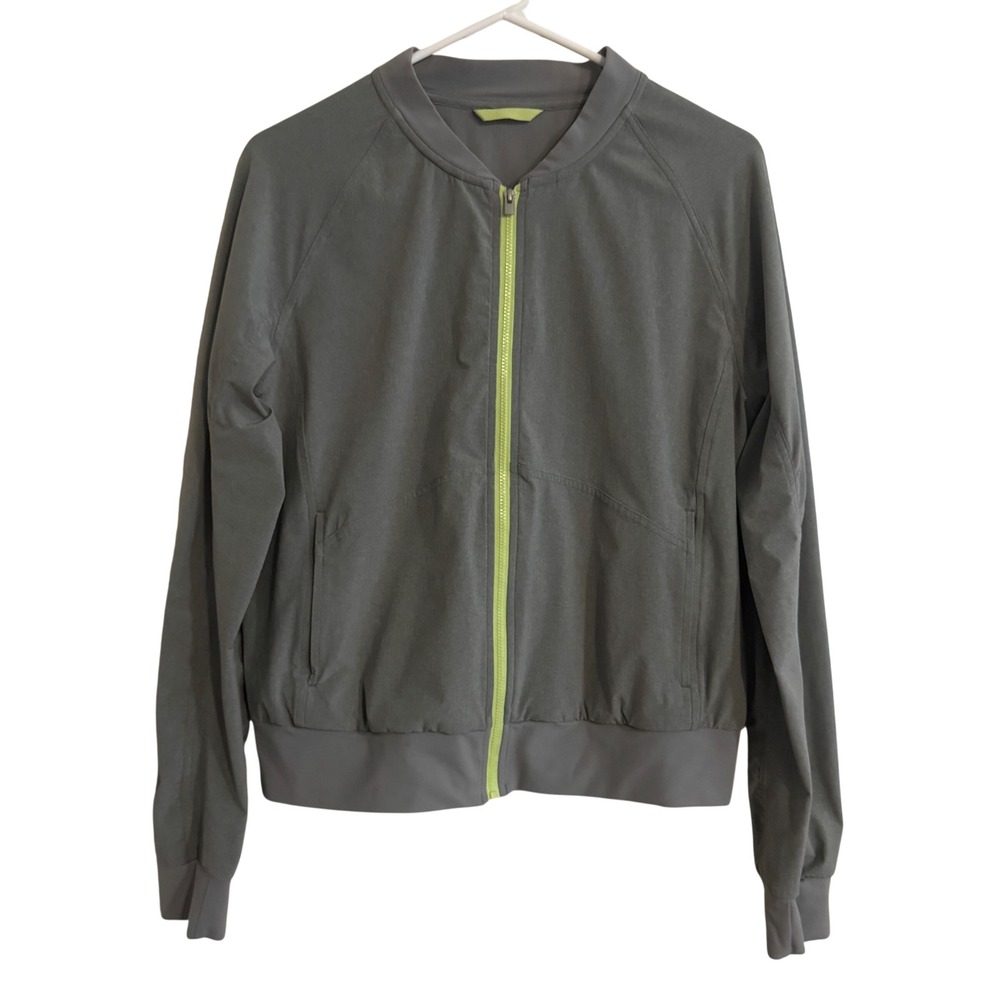 Stori Gray Zip Front Bomber Jacket‎ Size 6 Lightweight Stretch